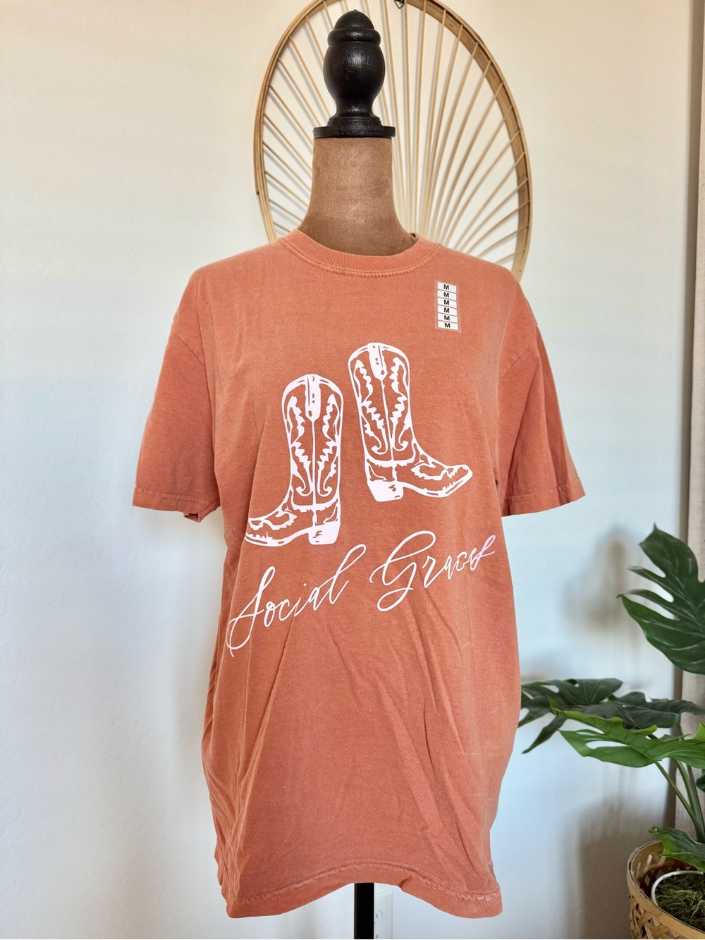 Rust Orange Graphic Tee - Cowboy Boot Design - Comfort Colors